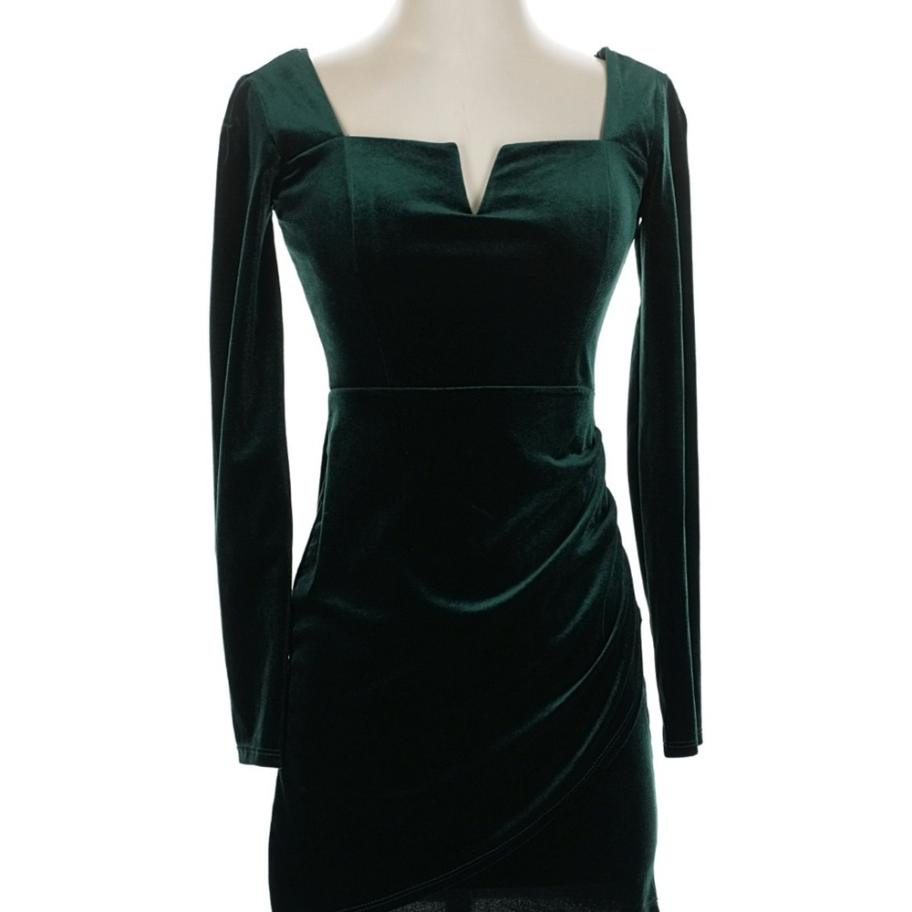 B Darlin Dark Green Long Sleeve Dress